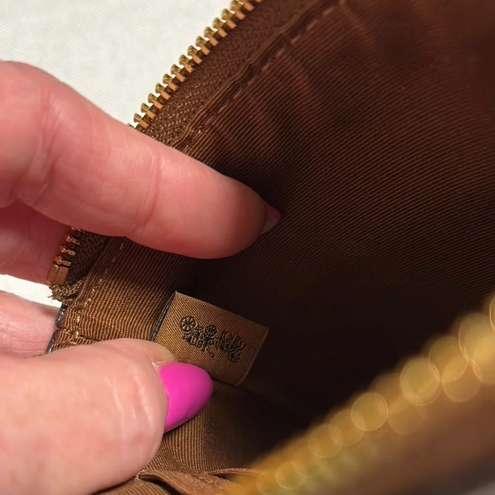 Coach Brown Wristlet with Snowflake Accents